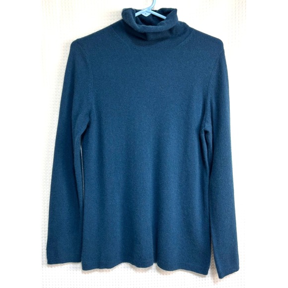 Mc Duff Sweaters - McDuff 100% Cashmere Teal Mock Neck Women's size M Pullover Sweater a5